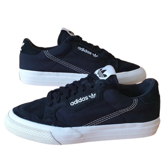 ADIDAS Continental Vulc Black Canvas Suede Unisex Trainers 10